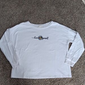 Ultra Flirt White Long Sleeve Tee with Floral Design